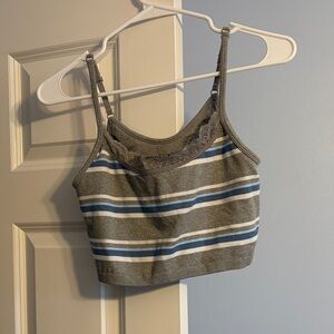 Striped Gray and Blue Crop Top